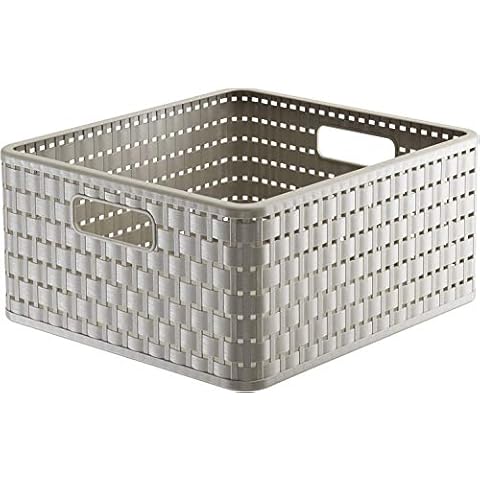 Rotho 14L Cappuccino Storage Box in Rattan Look Cover