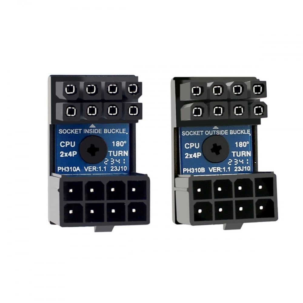 CY 2pcs/lot ATX 8P EPS Male to 8P Female 360 Degree Up Down Angled Power Header Adapter for CPU 12V