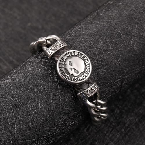 VYH Gothic Skull Cuban Link Bracelet for Men Stainless Steel Biker Link Bracelet2