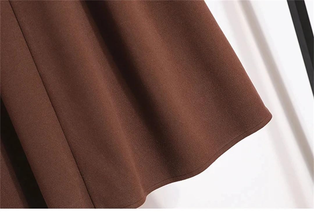 Gonna a metà polpaccio da donna in pelle plissettata a vita alta OL A-Line casual