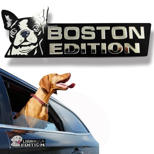 Image of Car Emblem: Dog Car Badge Laser Cutting Emblem Cool Decals Trucks German Shepherd Badge Corgi Edition Doodle Golden Retriever Vehicles Dachshund Addition Rottweiler (Boston Terrier)