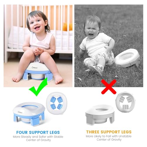 Image of Zollyss Potty Training Seat for Boys And Girls, Fits Round & Oval Toilets, Non-Slip with Splash Guard, Includes Free Storage Hook (Blue Foldable)