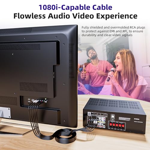 Image of 5 RCA Cables 6-Foot Component Cable RCA Splitter Audio Video Cable | YPbPr RGB AV Cable 1080i Male /Male for DVD STB TV Box HDTV - 1.8m