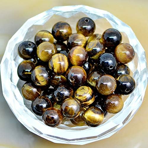 AD Beads Cuentas sueltas espaciadoras redondas de piedras preciosas naturales (100 unidades, ojo de tigre amarillo)