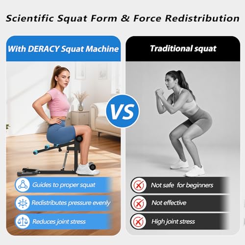 Image of DERACY Squat Machine, Adjustable Leg Workout Equipment, Deep Squat Machine for Women Men, Glutes Exercise Machine for Home Gym