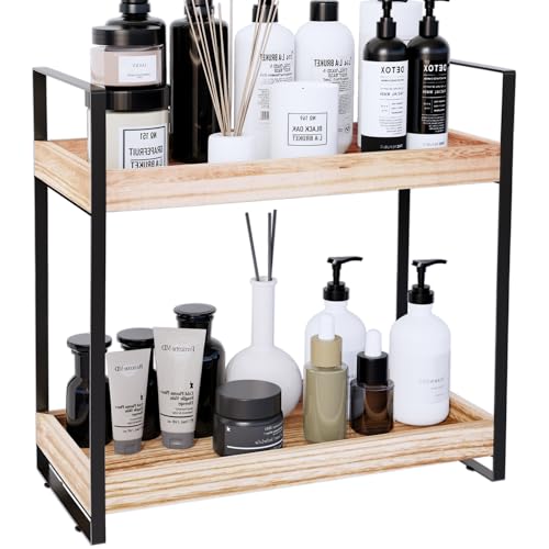 PUNMEYCOOL 2-Tier Bathroom Counter Organizer, Hidden Screw Holes Wood ...
