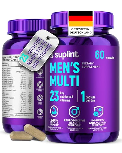 Multivitamin für Männer - 60 Kapseln für 60 Tage - Vitamin Komplex A-Z & Mineralstoffe wie Zink, Magnesium, Und Mehr - Hochdosierte Tabletten Multivinamine A, C, D, E, B6, B12, K (1 Pack)