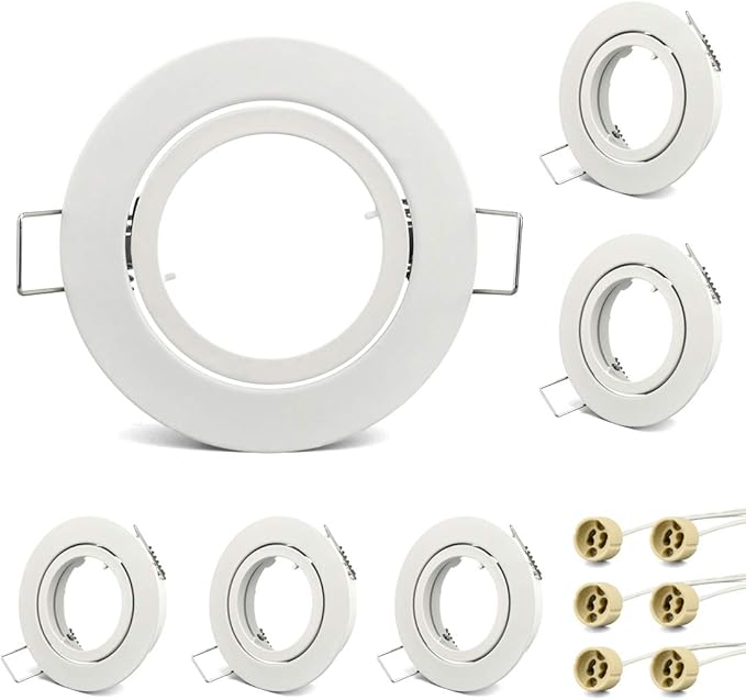 KYOTECH KYOTECH inbouwframe GU10 set van 6 stuks,Zwenkbaar LED-inbouwspots ultraplat,inclusief GU10-fitting,Inbouwframe voor halogeen- en GU10 LED