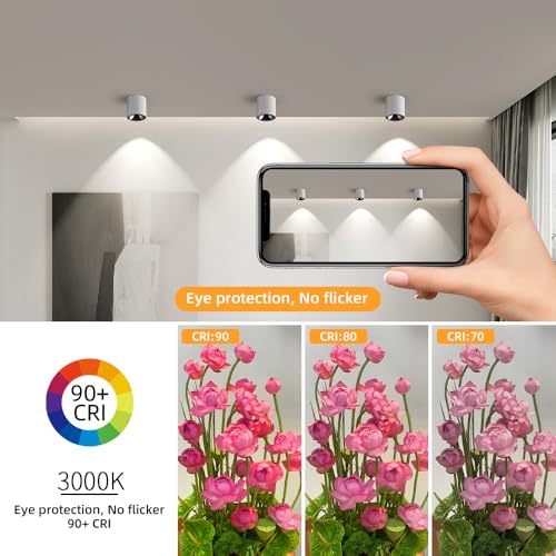 Image of 24W LED Dimmable White Ceiling Spot Light 4.92'' Aluminum CRI90 3000KCylinder Spotlight Indoor Modern Minimalist Focus White Ceiling Down Light Fixture for Living Room Hallway Foyer