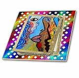 3dRose Abstract Bright Art with pop Art Graffiti face Frame 12 Inch Ceramic Tile