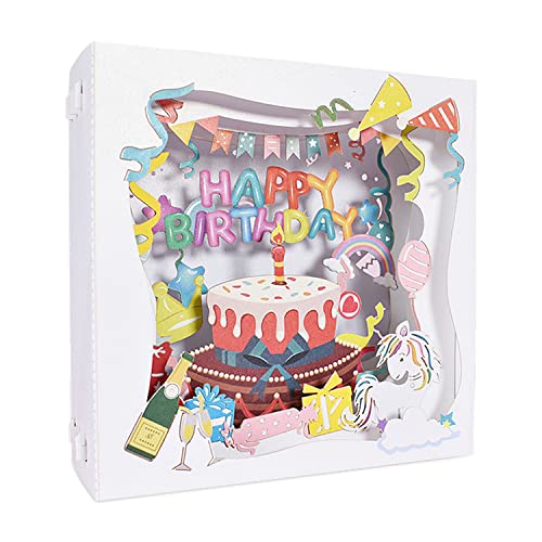 Tarjeta de cumpleaños 3D de HooySprs, tarjeta de cumpleaños desplegable con tarta de cumpleaños, para niños, mujeres, mamá, papá, esposa, hombre Cover