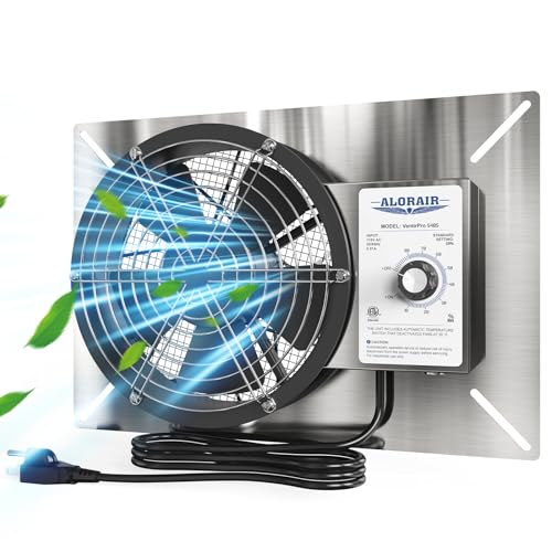 ALORAIR 540 CFM Stainless Steel Crawl Space Vent Fan - Air Out Ventilation Fan with Humidistat Dehumidistat, IP55 Rated Exhaust Fan with Isolation Mesh for Crawlspace Foundation Basements Garage Attic