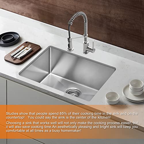 Directunit 23 Inch Handmade Undermount 18 Gauge Stainless Steel Single Bowl Kitchen Sink 23" X 18" X 10 #TOP1