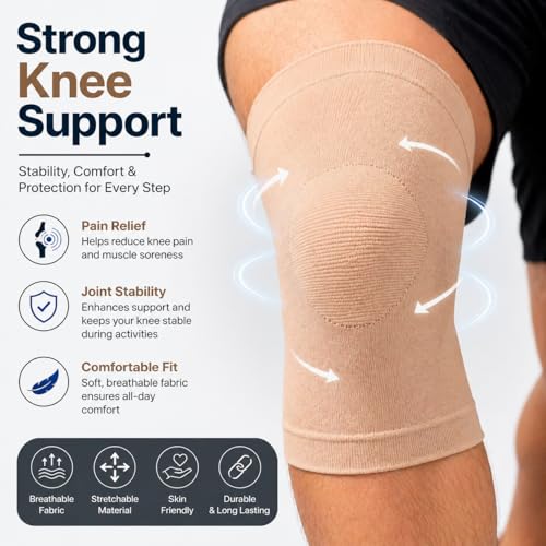 Image of Unisex Skin Knee Cap, Adjustable Support for Knee Pain Relief & Injury Prevention - Breathable, Comfortable & Durable - Ideal for Sports, Recovery & Daily Use - (Size - L)