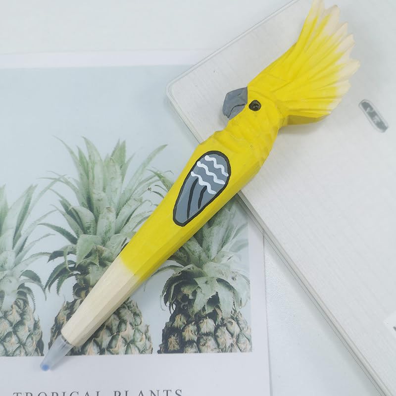 Bolígrafo de gel tallado en madera hecho a mano diseño animal