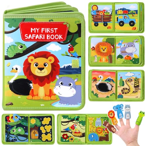 Wild-Animals Busy Book for Toddlers 1-3, Montessori Toys Busy Board for 1 2 3 Year Old Boy Girl Gifts, Toddler Learning Quiet Activity Book, Educational Airplane One Year Travel Toy
