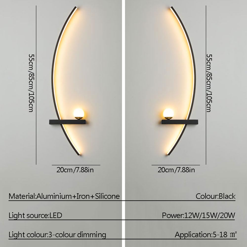 Aplique De Pared LED Moderno Lámpara De Pared Lineal De Metal Aplique De Pared LED para Interiores Iluminación Lámpara De Pared Circular para Sala De Estar Porche Pasillo Baño Mesita De Noc