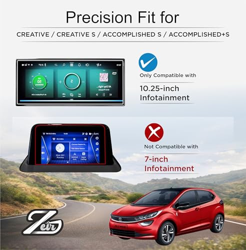 Image of ZEIR [3 PACK] Screen Protector Compatible with TATA ALTROZ Creative, Creative S, Accomplished S & Accomplished+S 2026 Model - 10.25 Inch Infotainment [Thin Corners] Touchscreen, AC Cluster & Sterring Panel | 2025 Facelift TataAltroz Display Guard | 9H Hardness, Anti-Scratch & Water Resistant | HD Clarity Dashboard Touchscreen Accessory 2026+ [Not Tempered Glass]
