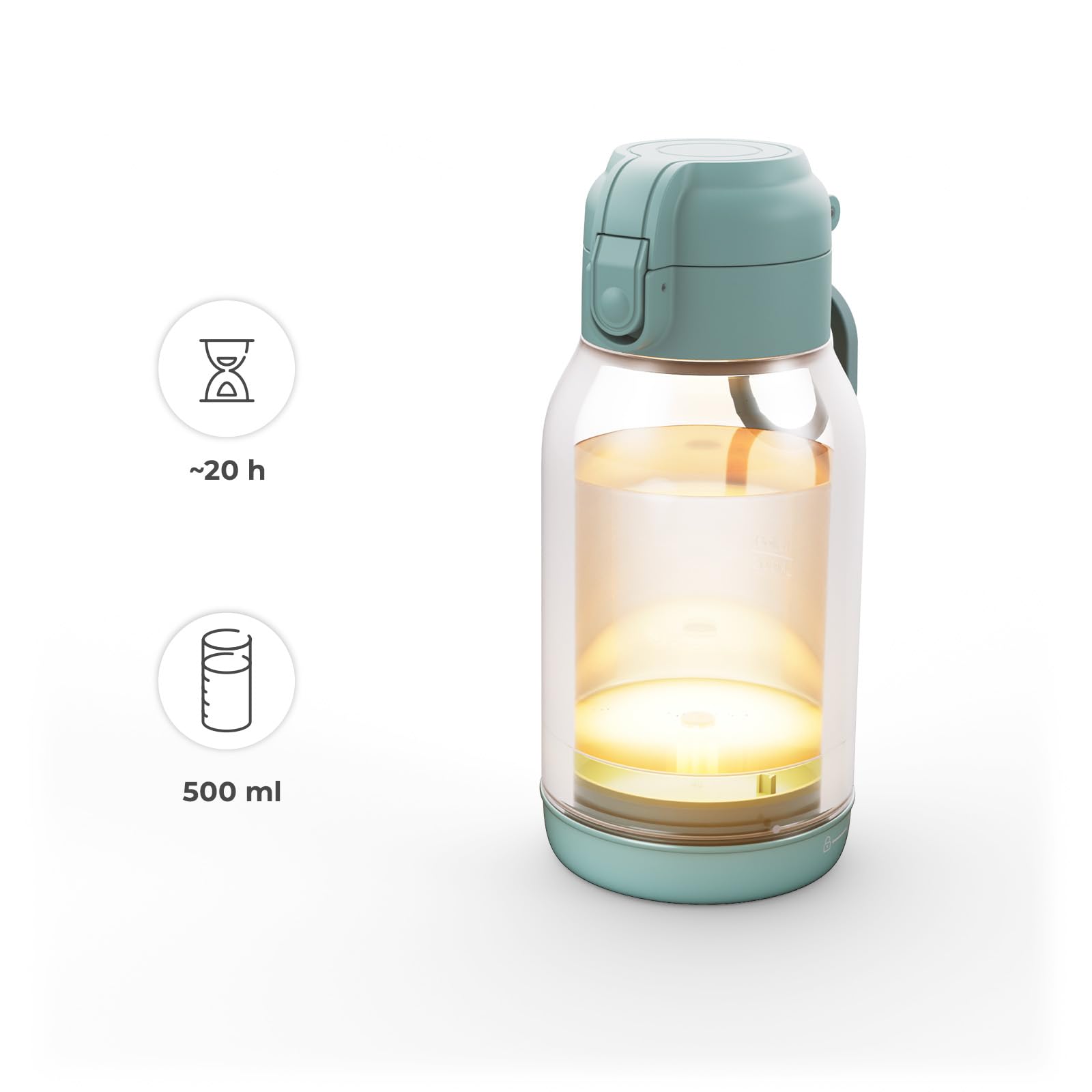 Kinderkraft GAJA scaldabiberon portatile e thermos 2 in 1 500 ml, 5 livelli di temperatura 37–55°C, batteria rimovibile, mantiene il calore fino a 20 h, ricarica USB-C, Verde