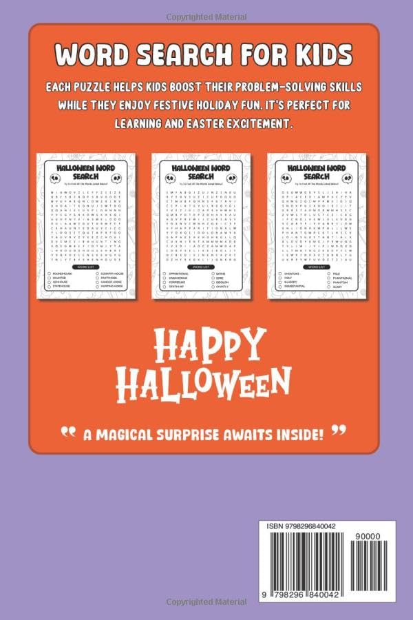 Halloween Gifts For Kids Boys, Girls: Halloween Word Search For Kids: With +398 Puzzles To Boost Children's Brain Power Age 5-9 6-8 (Halloween Basket Stuffers Kids 8-12) image 3