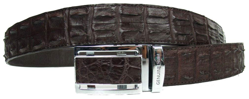 Genuine Real Double Backbone Crocodile Skin Leather Men's Dark Brown Belt 48