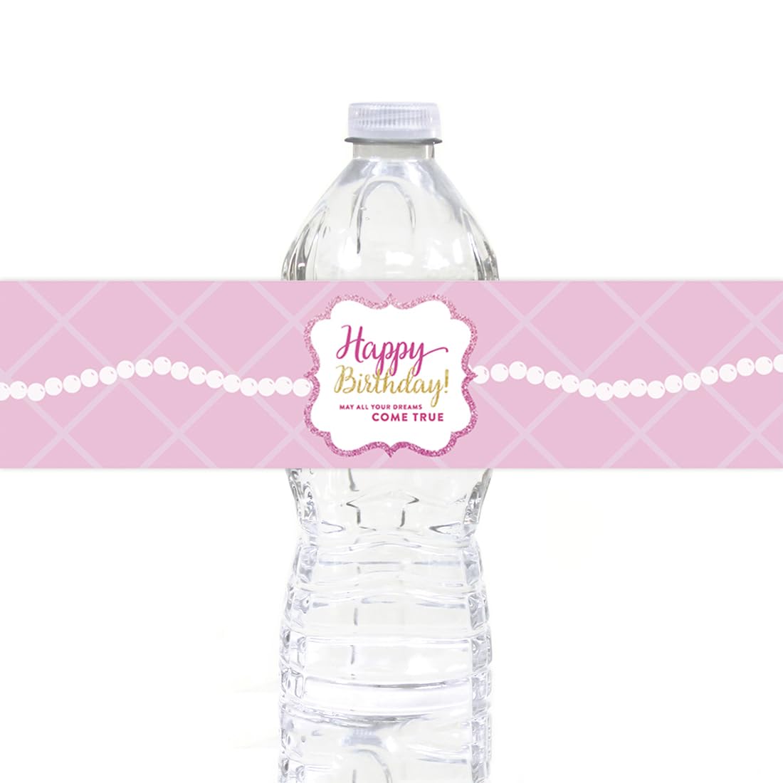 Andaz Press Sparkle Princess Birthday Collection, Happy Birthday Water Bottle Labels, 20-Pack