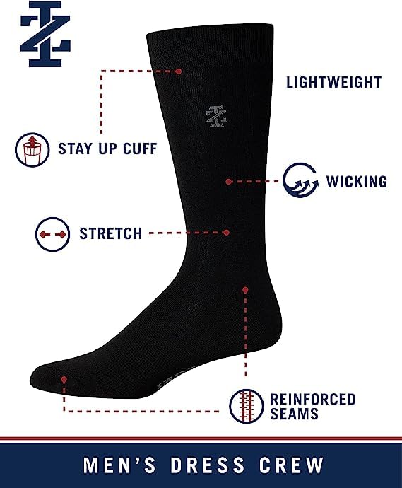 IZOD Mens Dress Socks - 14 Pack Lightweight Moisture-Wicking Stay Up Cuff Crew Sock - Dress Socks for Men (Sizes: 6-12.5)3