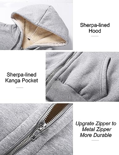 Image of Flygo Womens Casual Winter Warm Sherpa Lined Full Zip Up Hoodie Sweatshirt Jacket