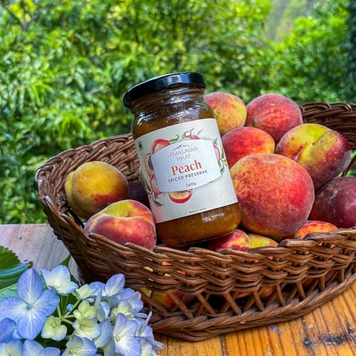 Image of Himalayan Haat Spiced Peach Preserve - Handmade Low Sugar Fruit Jam | 70% Fruit, 100% Natural | Farm Fresh Himalayan Ingredients | No Preservatives, Refined Sugar or Artificial Ingredients | 240g