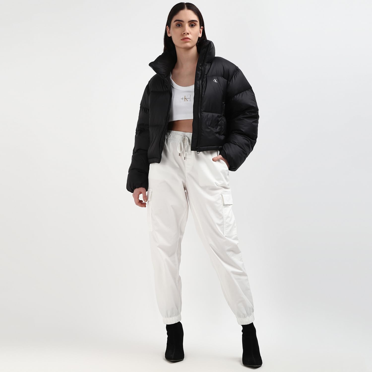 Calvin Klein Jeans Donna Piumino Down Cropped Puffer Corto