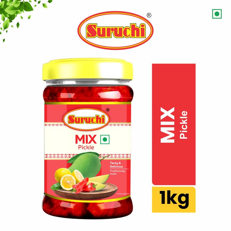 Image of Suruchi Mix Pickle - 500g | Nimbu Mirchi Aam Achar | Ready to Eat Mix Pickle | Authentic Indian Achar | Pure & Natural Ingredients | Hygienically Packed (Pack of 1)