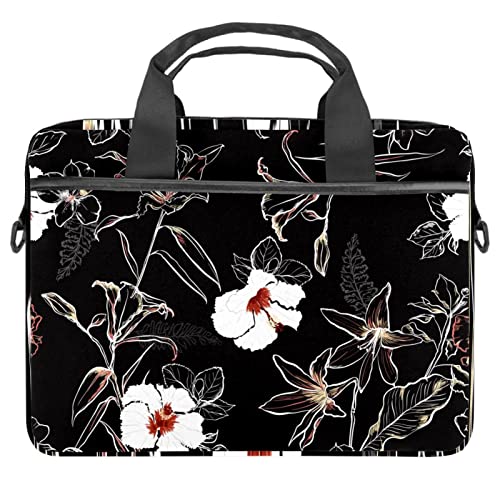 Funda para portátil de 14 pulgadas con flores y asa de hombro