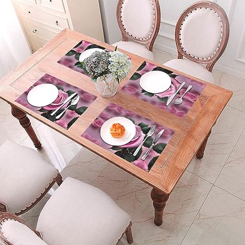 Sets de table lavables et durables lot de 6 avec imprimé rose romantique