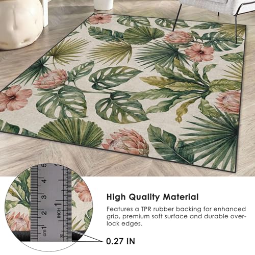 Tapete decorativo 5'x7' lavable con diseño tropical miniatura 5
