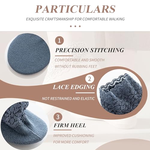 3Pairs Ruffle Lace Socks for Women Casual Ankle Knit Cotton Frilly Sock Breathable Knit Non-Slip Low Cut Crew Socks3