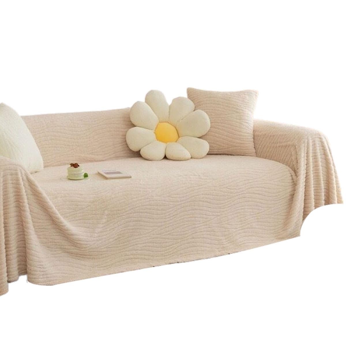 Housse de canapé d'angle en L de 3/4 places, jeté de canapé gaufré 180x380 cm couleur K