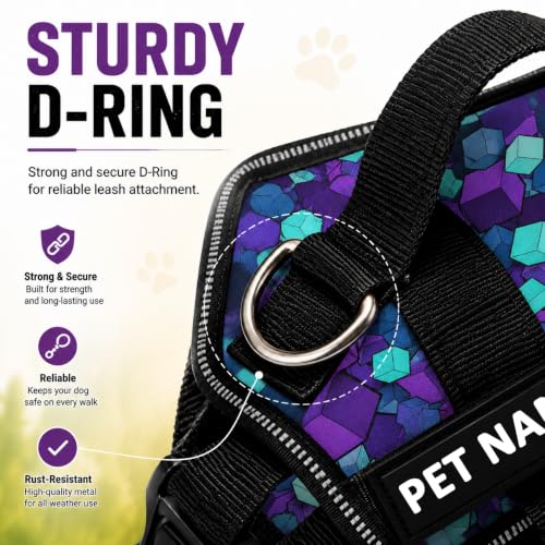 Image of Customized Dog Harness with Name | Personalized Dog Belt with Dog Name, No Pull Reflective Vest Harness | for 36-45 Kilograms Dogs (XL, Diamond)