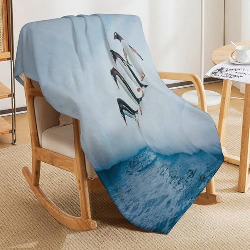 Couverture flannel pingouin durable et chaude pour fauteuil de repos