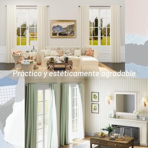Miniatura 5 de Venwemong Barra Cortina Extensible De Acero Inoxidable 25 Mm Muy Resistente, Ideal Para Grandes Ventanas, Con Remates Y Soportes Para 10 Kg De Peso, Plateado, 84-185 Cm
