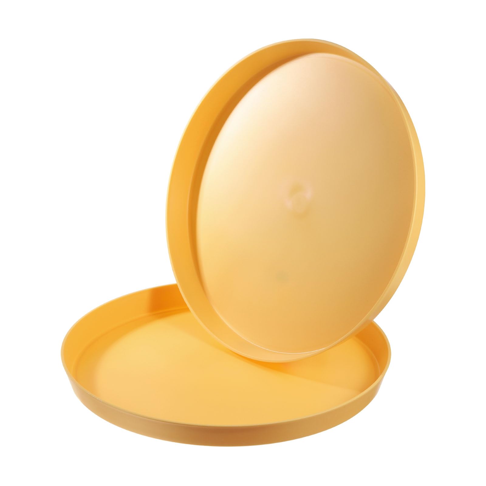 PATIKIL Bandejas redondas de 14 pulgadas para servir restaurantes, 2 bandejas antideslizantes para servicio de alimentos, para bar, cafetería, color amarillo