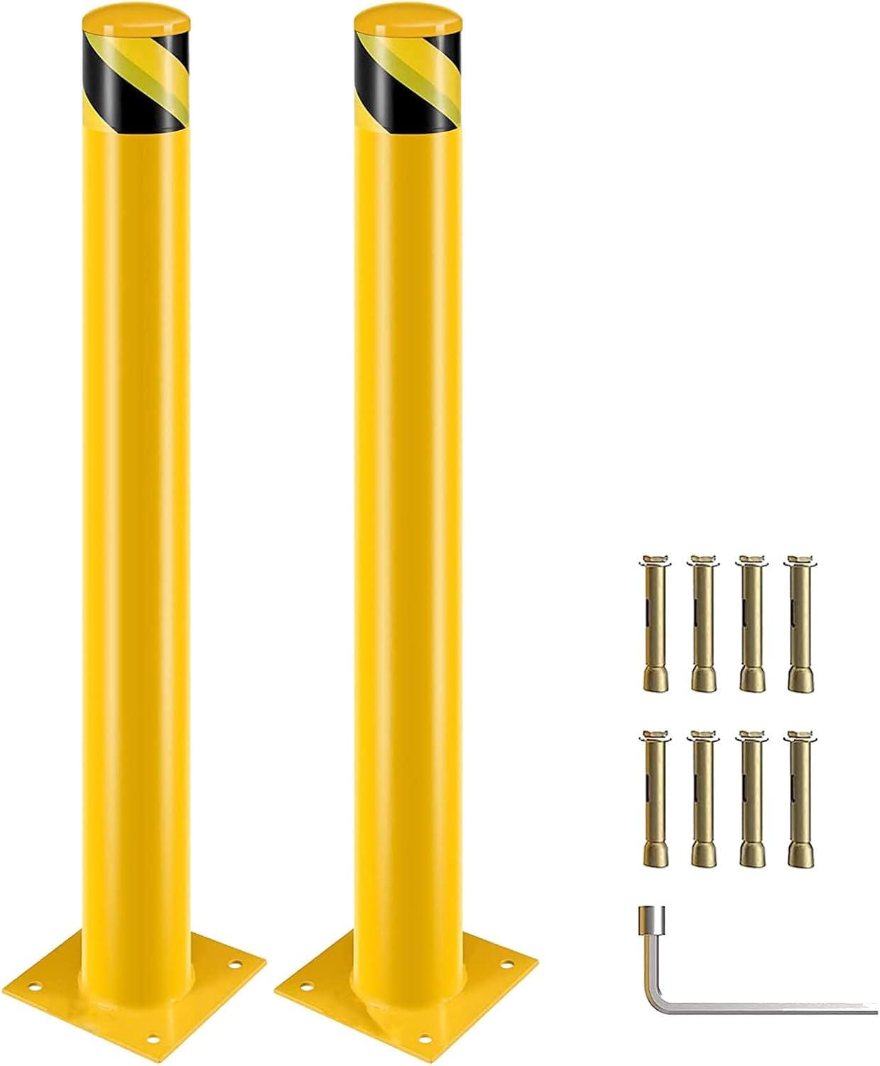Pilona Parcheggio Gialla Barriera Anti Intrusione, Paletto del Dissuasore per Pianificazione Stradale (2, alt. 91 cm)