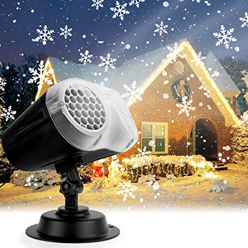 IREGRO LED Schneeflocke Projektor, Weihnachten Projektor für Innen und Außen Dekoration, Outdoor Schneeflocke Projektor Licht mit Fernbedienung, IP65
