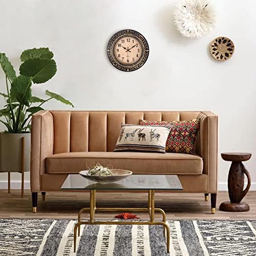 Vintage Wall Clocks for Living Room Decor, 12 in Small Kitchen Wall Clock Battery Operated, Silent Rustic Retro Mid-Century Decorative Wall Clock for Office/Bathroom/Bedroom, Black Golden 4 51y8TflWMDL. AC