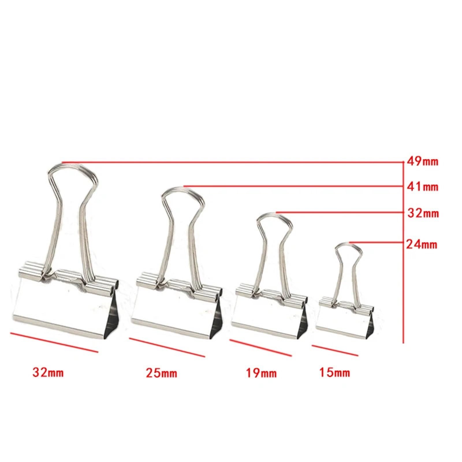 Lot de 60 trombones en métal de 15, 19, 25, 32 mm, pinces argentées pour documents, bureau, école (51 mm-60 pièces)