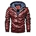 Produktbild Herren Zipper Lederjacke wasserdicht Winddicht Kapuzenjacke Fleecejacke Warm Retro Biker Jacken männer Outdoorjacke übergangsjacken Kölner Karneval Weihnachten Herrenjacke CICIYONER
