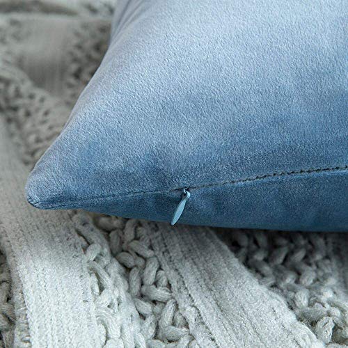 Image of MIULEE Velvet Throw Pillow Covers 12x20 Inch, Pack of 2 - Light Blue, Soft Solid Lumbar Decorative Pillow Covers Modern Luxury Home Decor for Spring Couch Sofa Bedroom Livingroom
