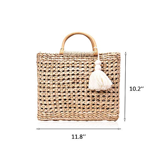 Bolso cruzado de verano para mujer con flecos y asa de madera miniatura 3