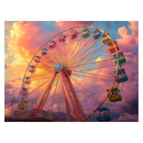 Pintar por numeros adultos rueda de la fortuna lienzos 70x50cm para decoracion