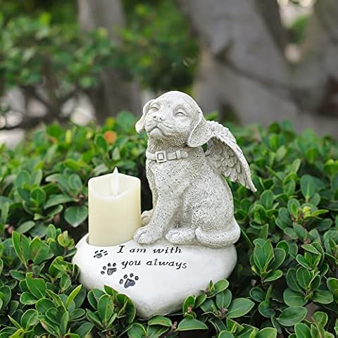 Dog Memorial Stone Statue with Candle Holder, Dog Lovers Gifts for Women, Sympathy Gift Ideas for Loss of Dog, Angel Figurines Dog Decor (Dog Memorial Candle Holder) Cover