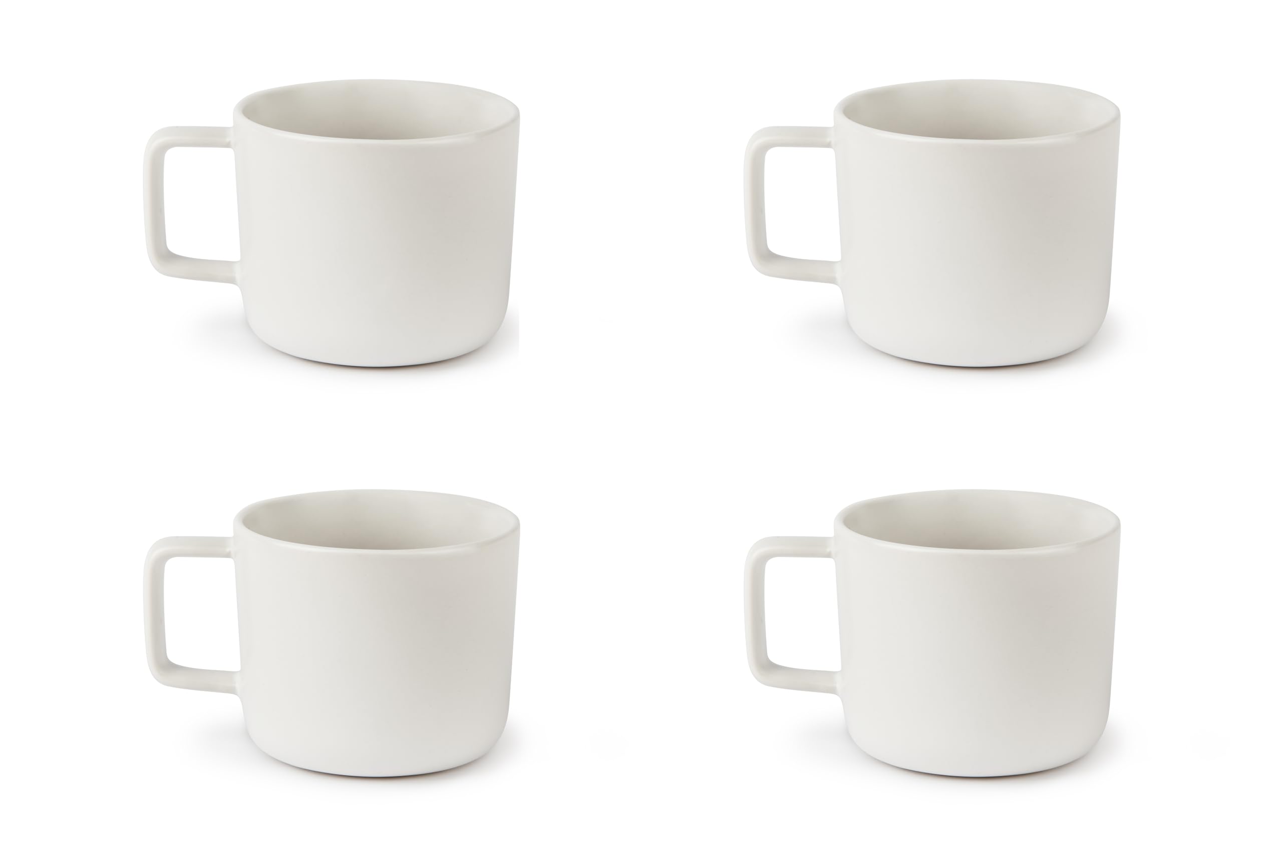 Excelsa Nordic Set of 4 White Tea Cups, Stoneware Ceramic, Capacity 210 ml
